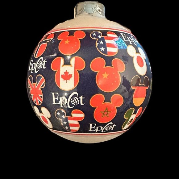 Vintage Disney World Epcot Center Christmas Ornament Mickey World Country Flags - Picture 3 of 16